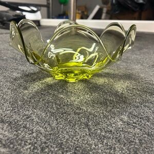 Vintage green Tiffin glass bowl